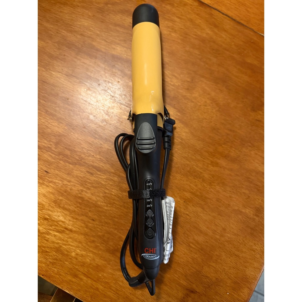 CHI Ceramic Curling Iron Yellow Black 1.5 Inch Barrel Digital Heat CA2306